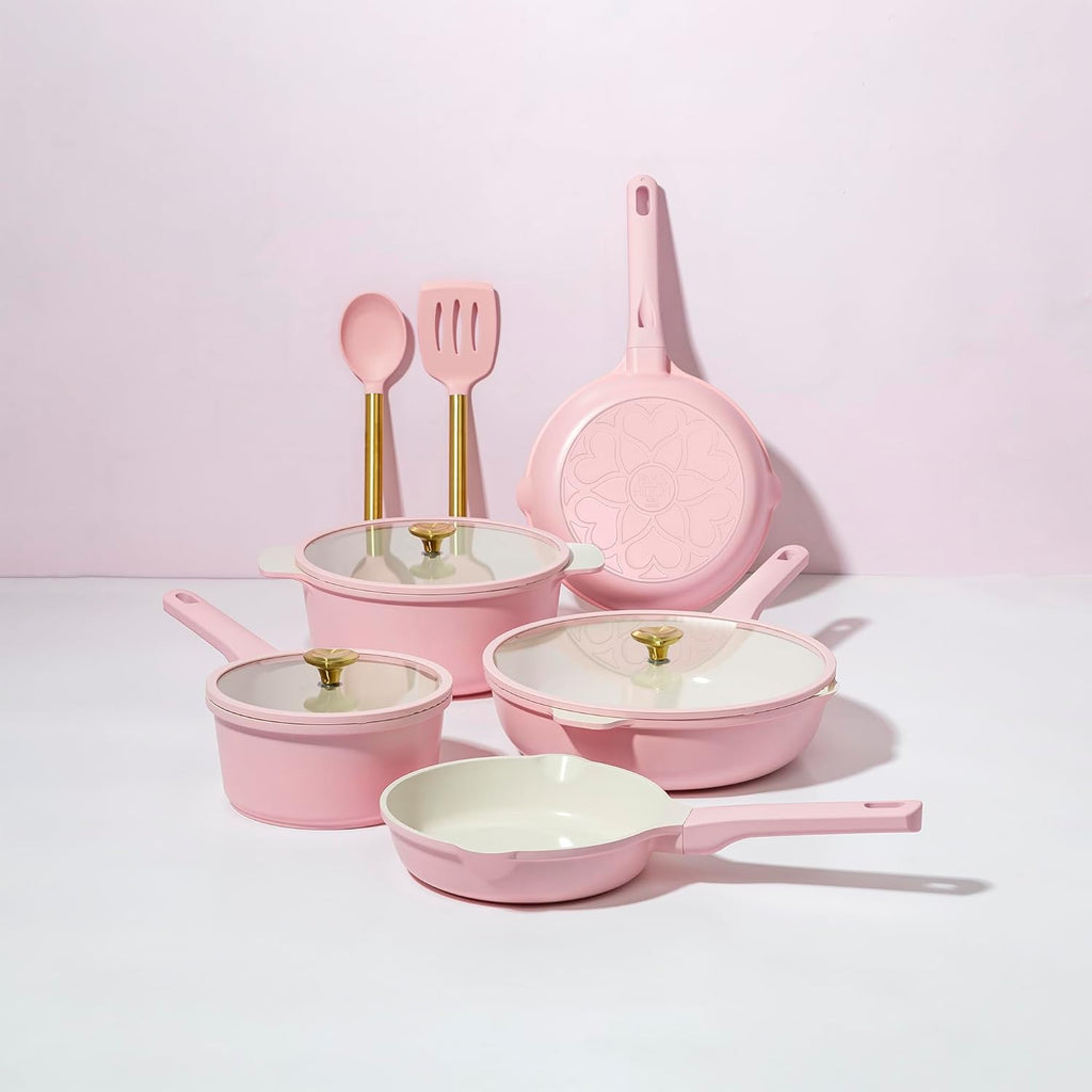 Paris Hilton Cast Aluminum Cookware Set, Pink