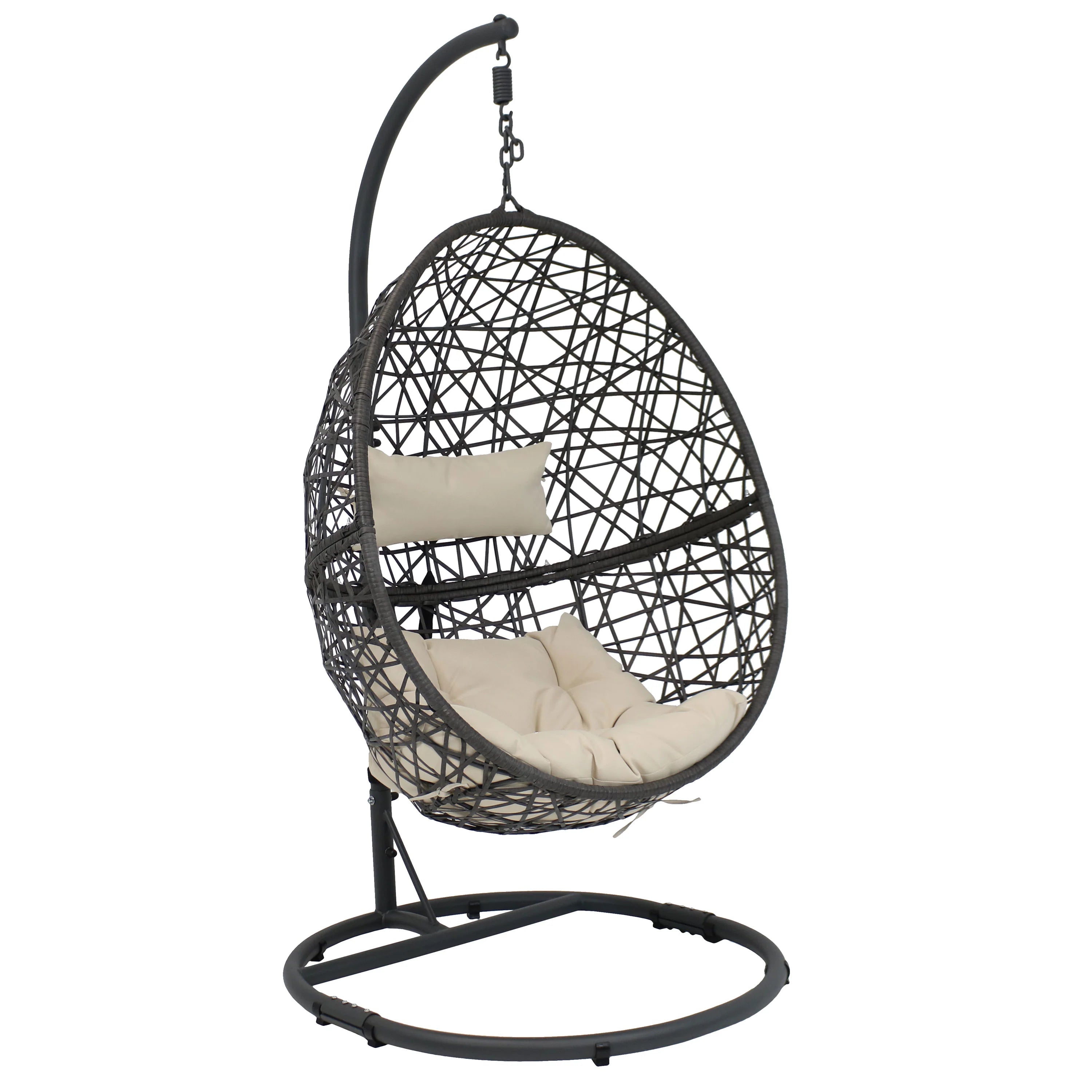 2025 Silla Colgante Sunnydaze Caroline en Forma de Huevo con Estructura de Acero y Cojín