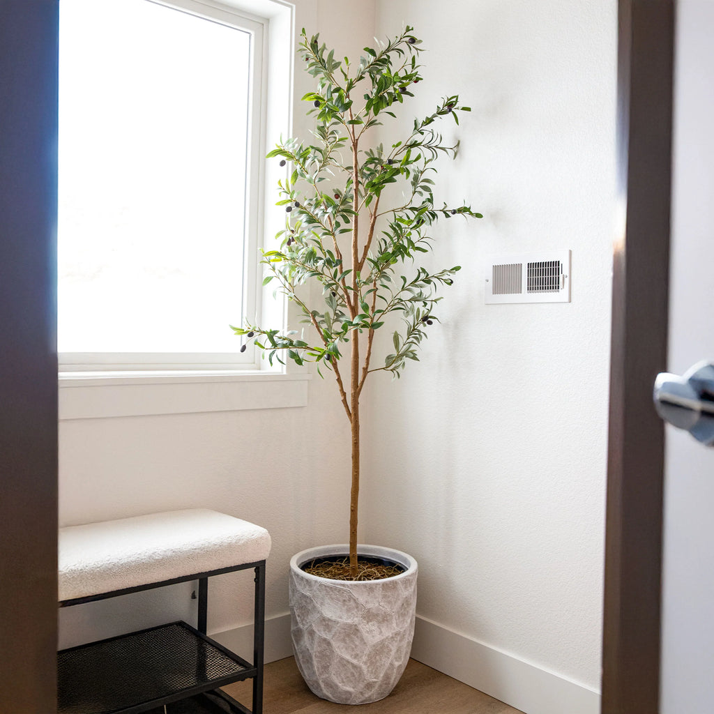2025 Árbol de olivo artificial en maceta con hojas de seda de Sunnydaze
