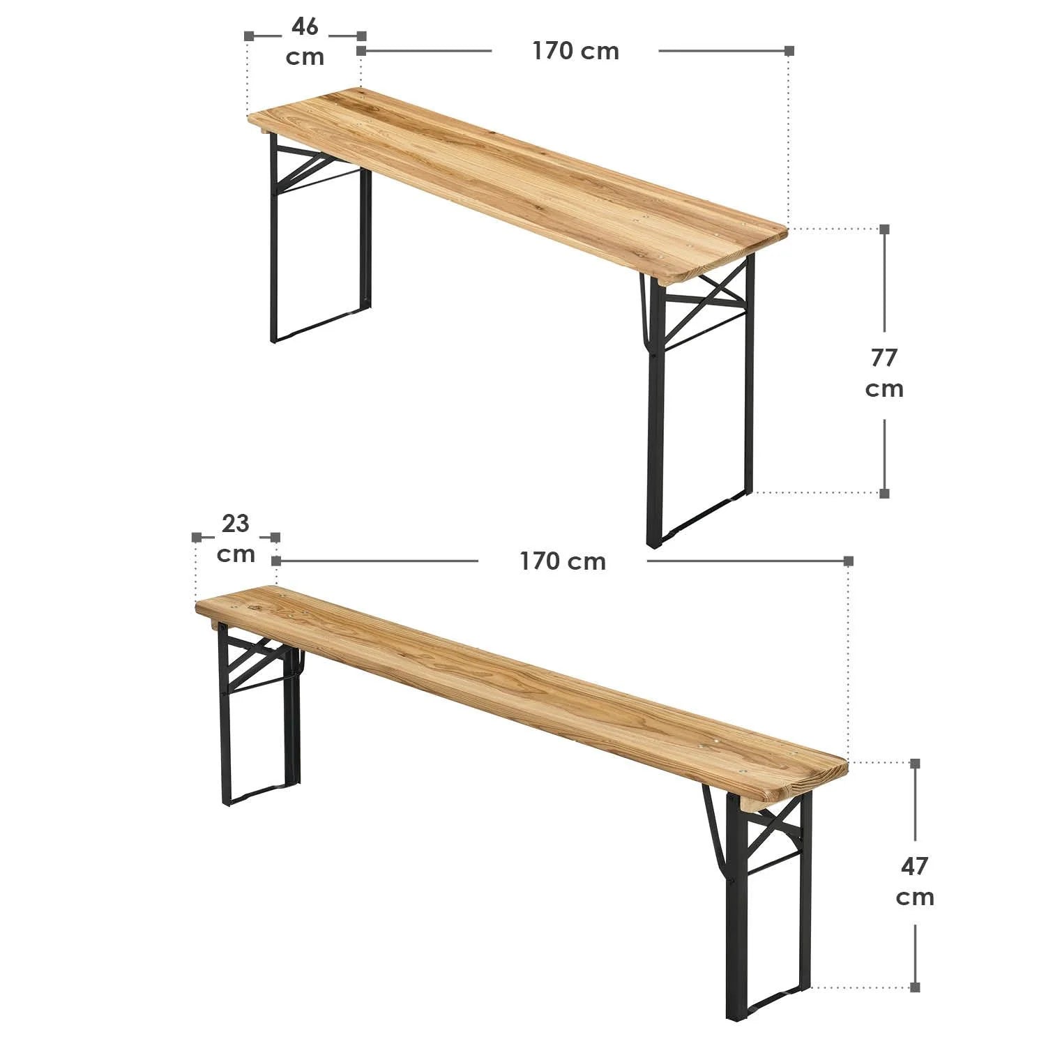 2025 Conjunto de mobiliario plegable para fiestas Bichl de 3 piezas en madera