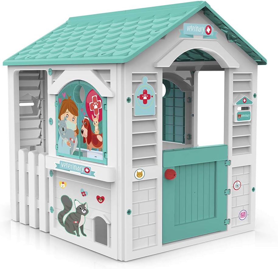 Chicos - Country Cottage Children's Outdoor and Indoor Cottage, Made of Durable and Durable Plastic, White, Unique, Measures 84 x 103 x 104 cm (89607)