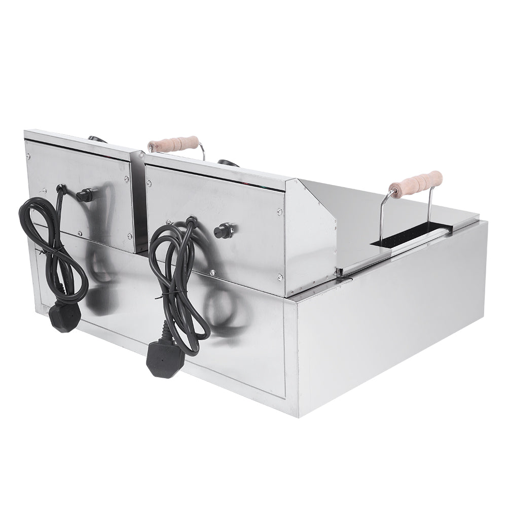 Freidora eléctrica ZOKOP de gran capacidad de 12,7 cuartos, tanque de acero inoxidable de una sola pieza con cesta, color plateado