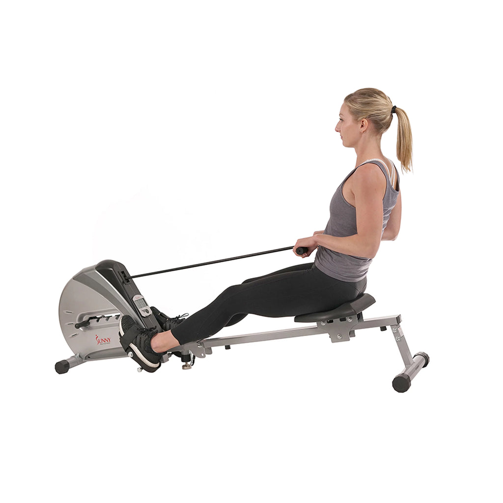 Remo con cuerda elástica Sunny Health & Fitness, pantalla LCD para un entrenamiento completo en casa, modelo SF-RW5606.
