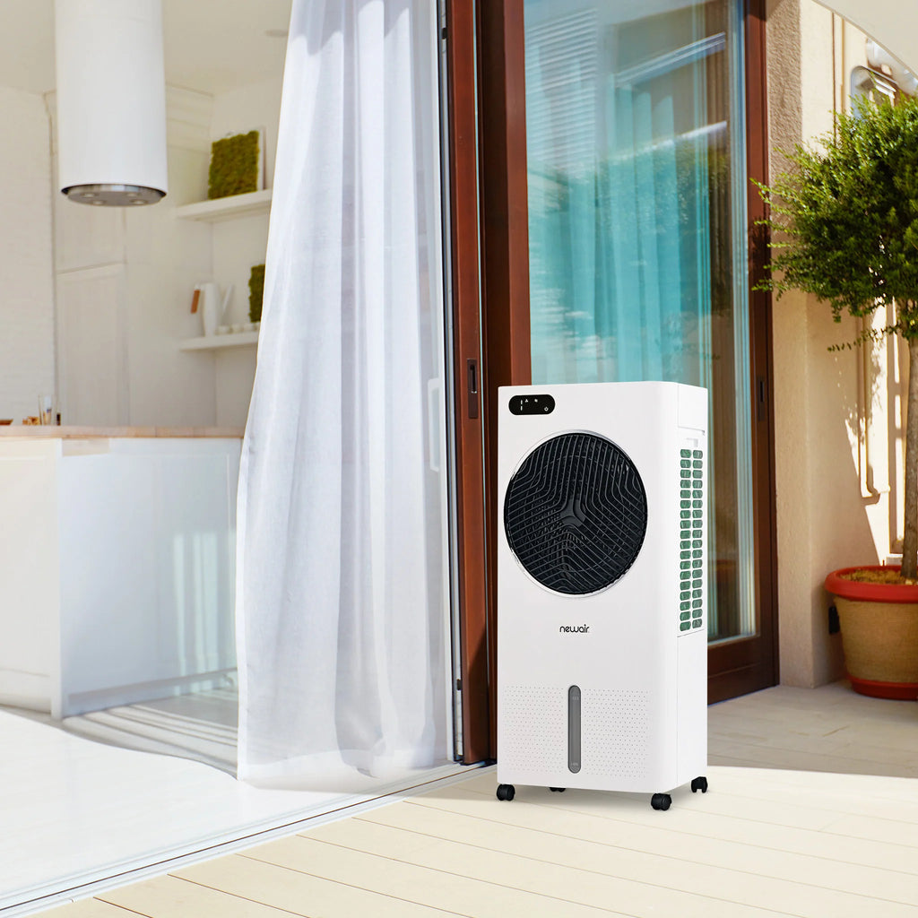 2025 Newair® Enfriador de Aire Evaporativo y Ventilador Portátil 1 600 CFM con Placa de Enfriamiento tipo Panal – Blanco