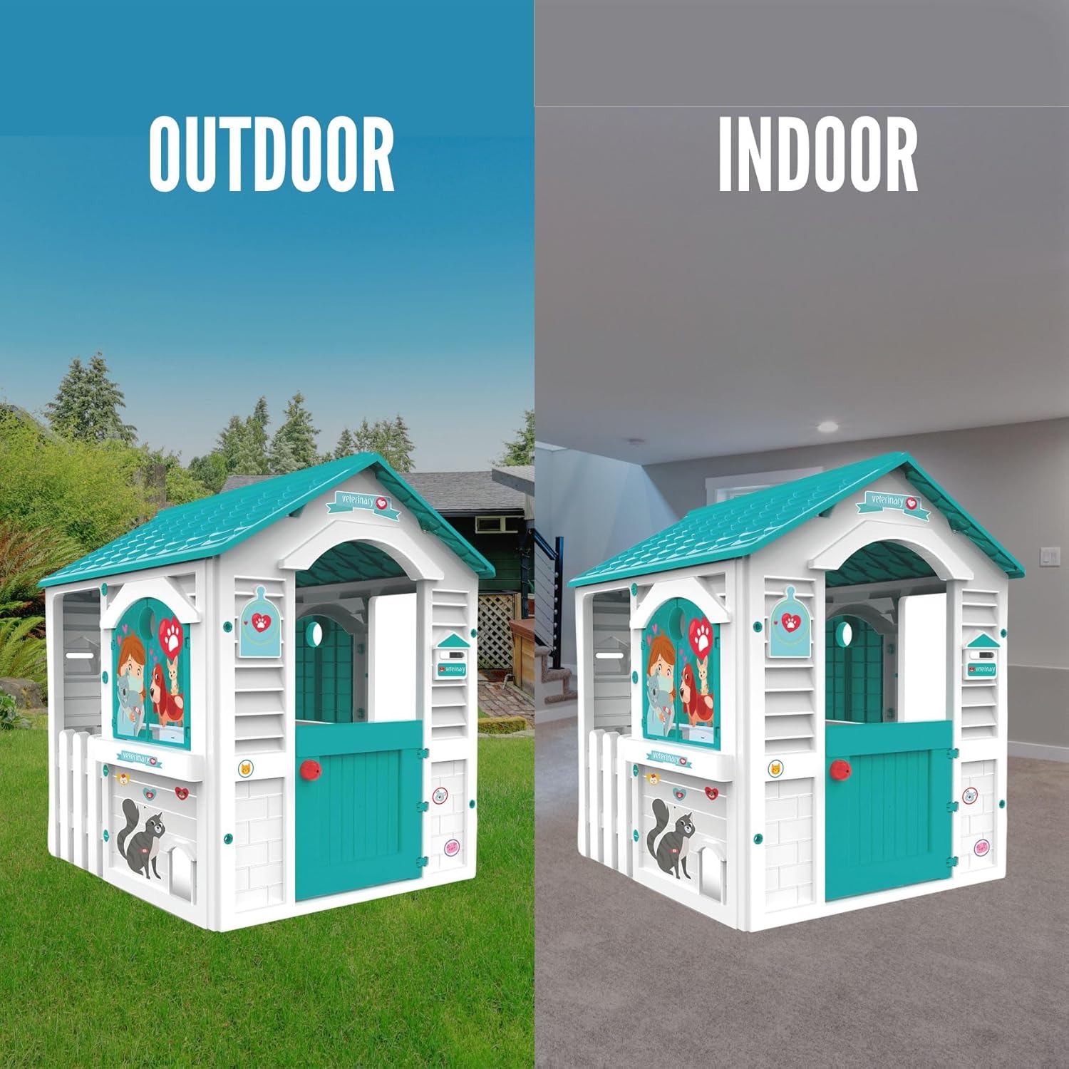 Chicos - Country Cottage Children's Outdoor and Indoor Cottage, Made of Durable and Durable Plastic, White, Unique, Measures 84 x 103 x 104 cm (89607)