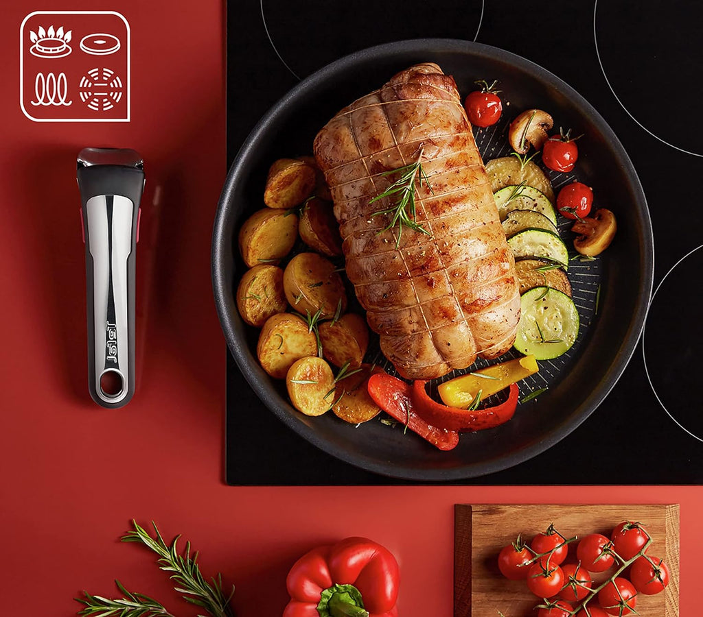 Tefal Ingenio Unlimited On - Juego de 3 Cazos 16/18/20 cm + Mango extraíble | Apto inducción, antiadherentes, revestimiento titanio, Thermo-signal, sin PFOA, apto lavavajillas y horno