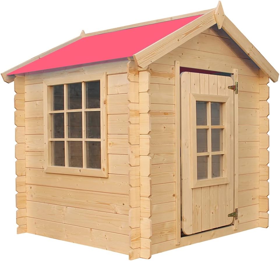 TIMBELA M570Z-1 Casa de Madera para Niños, Casita Infantil Exterior 111x113xA121 cm, Casitas Infantiles Jardin, Casa Juguete Niños, Caseta Infantil (Tetto-Colore Verde)