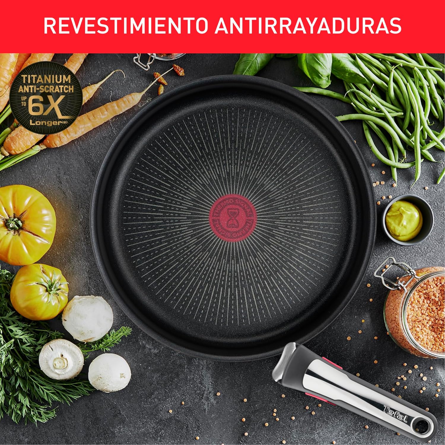 Tefal Ingenio Unlimited On - Juego de 3 Cazos 16/18/20 cm + Mango extraíble | Apto inducción, antiadherentes, revestimiento titanio, Thermo-signal, sin PFOA, apto lavavajillas y horno