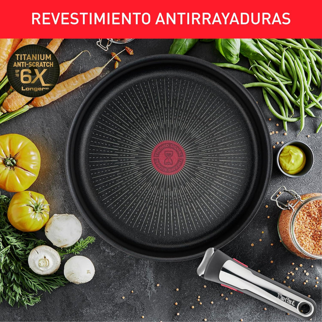 Tefal Ingenio Preference On Set of 2 Frying Pans 24/28 cm + 2 Saucepans 16/20 cm + 24 cm Pot + 26 cm Wok + 2 Removable Handles + 5 Accessories | Induction Safe, Non-Stick, PFOA Free