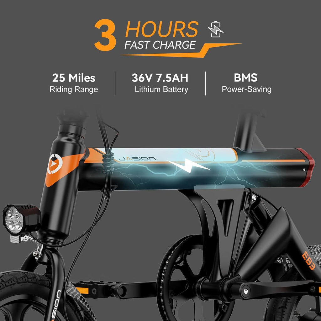 Bicicleta eléctrica EB3 para adultos, velocidad hasta 34 km/h, motor potente de 500W, batería de 270Wh, suspensión trasera, 3 niveles de asistencia, bicicleta plegable de 14 pulgadas para adultos y adolescentes, conforme a UL2849