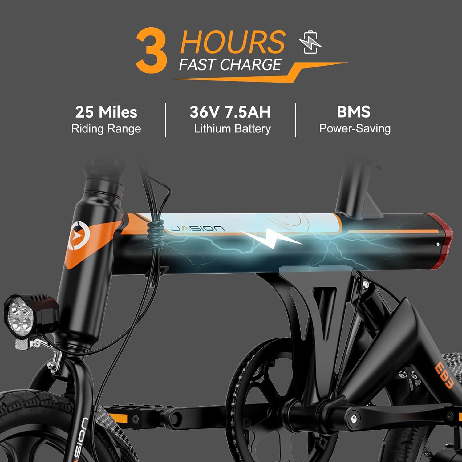 Bicicleta eléctrica EB3 para adultos, velocidad hasta 34 km/h, motor potente de 500W, batería de 270Wh, suspensión trasera, 3 niveles de asistencia, bicicleta plegable de 14 pulgadas para adultos y adolescentes, conforme a UL2849