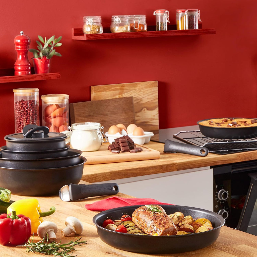 Tefal Ingenio Unlimited On - Juego de 3 Cazos 16/18/20 cm + Mango extraíble | Apto inducción, antiadherentes, revestimiento titanio, Thermo-signal, sin PFOA, apto lavavajillas y horno