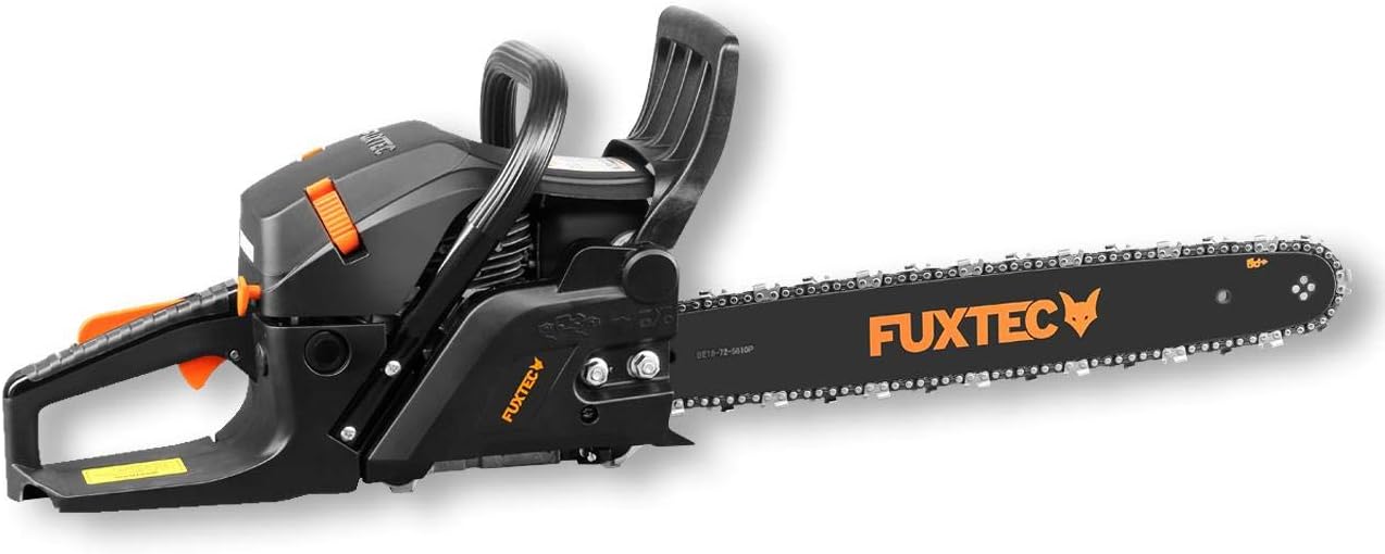 FUXTEC Motosierra Gasolina FX-KS262 de 2,85kw - con espada de 20'', longitud de corte 46 cm- 61,5cc - Easy-Start - incl. Protección de la espada y bolsa de transporte