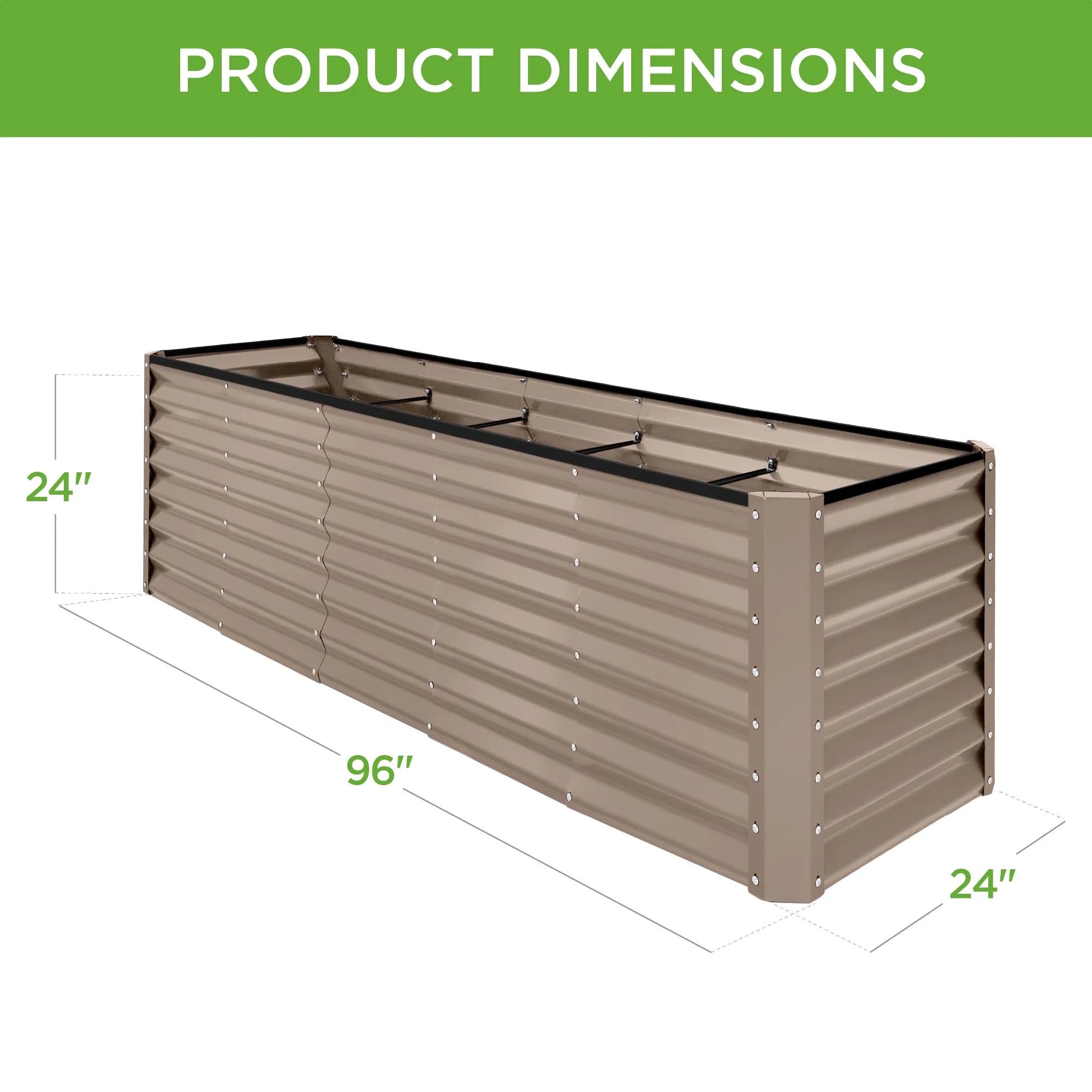 Cajón para verduras de metal Best Choice Products – 240 x 60 x 60 cm, color topo