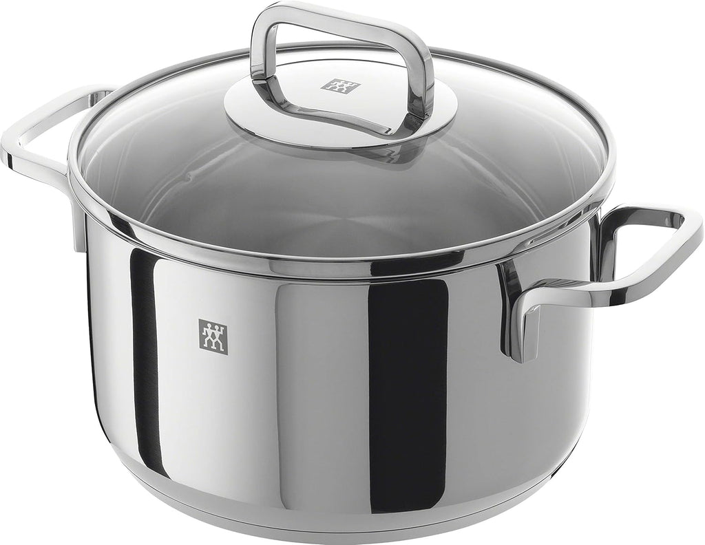 ZWILLING 5-Piece Cookware Set, 4 Lids, Suitable for Induction, Stainless Steel, Passion, Bright Grey, Diameter 16 cm, Diameter 20 cm, Diameter 24 cm, Diameter 28 cm