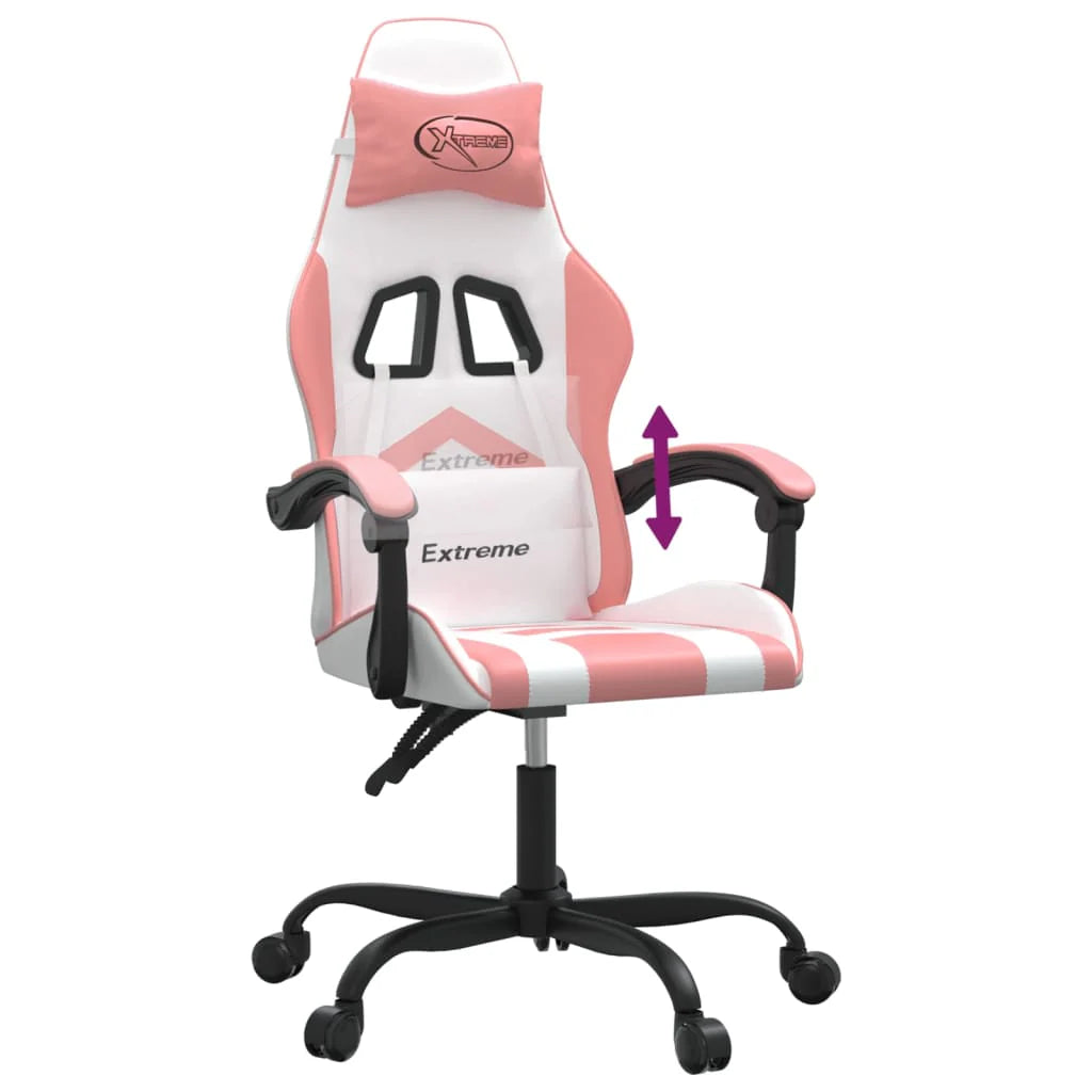 2025 Silla gaming cuero sintético blanco y rosa V1080
