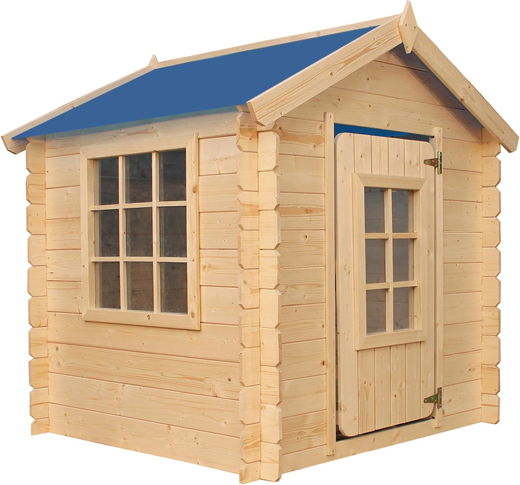 TIMBELA M570Z-1 Casa de Madera para Niños, Casita Infantil Exterior 111x113xA121 cm, Casitas Infantiles Jardin, Casa Juguete Niños, Caseta Infantil (Tetto-Colore Verde)