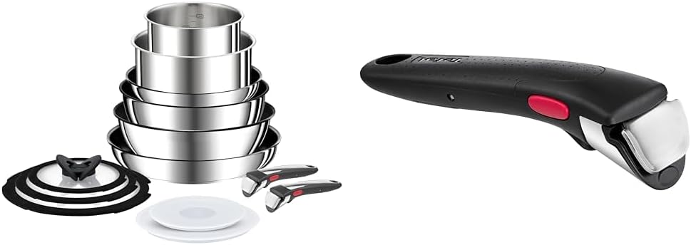 Tefal Ingenio Preference On Set of 2 Frying Pans 24/28 cm + 2 Saucepans 16/20 cm + 24 cm Pot + 26 cm Wok + 2 Removable Handles + 5 Accessories | Induction Safe, Non-Stick, PFOA Free