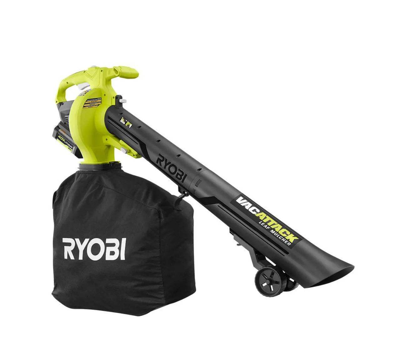 2025 RYOBI RY40451-2B 40V Vac Attack Aspiradora de Hojas Inalámbrica/Mulchadora con (2) Baterías de 5.0 Ah y (1) Cargador