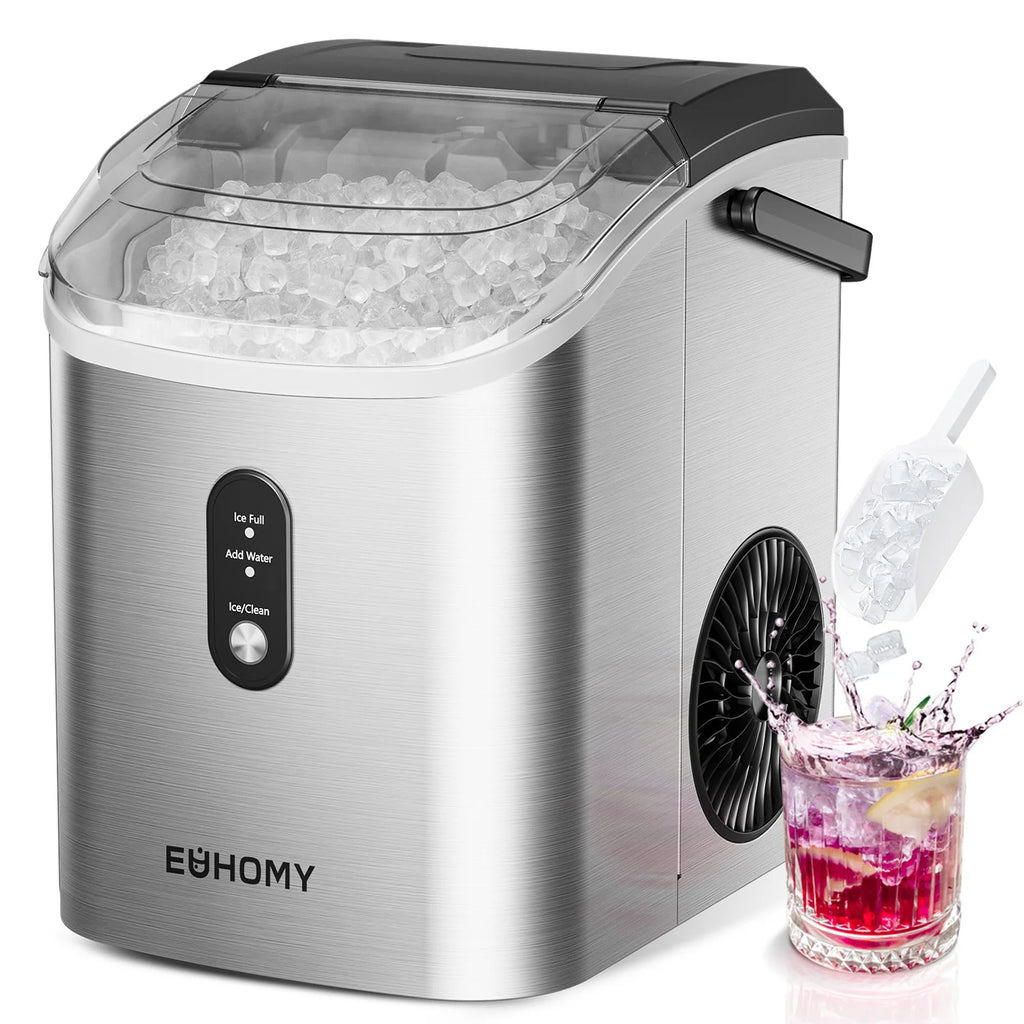 2025 Máquina de hielo portátil EUHOMY con hielo tipo nugget y limpieza automática Sonic