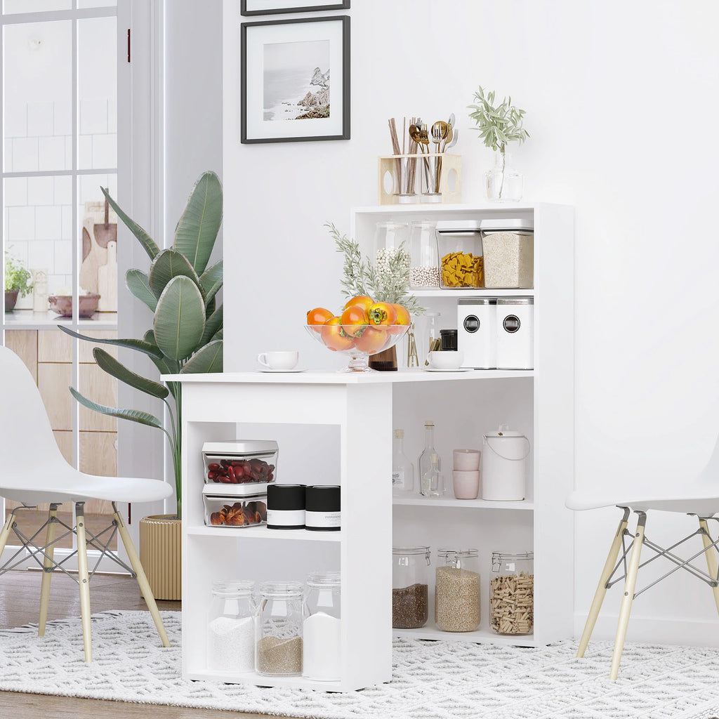 Escritorio de Ordenador Moderno de 120 cm con Estantería, Mesa de Estudio y Estación de Trabajo con 6 Estantes, Blanco