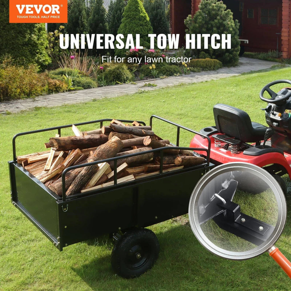 Remolque utilitario volquete VEVOR para ATV – 680 kg, 425 L – acero resistente con barandillas removibles