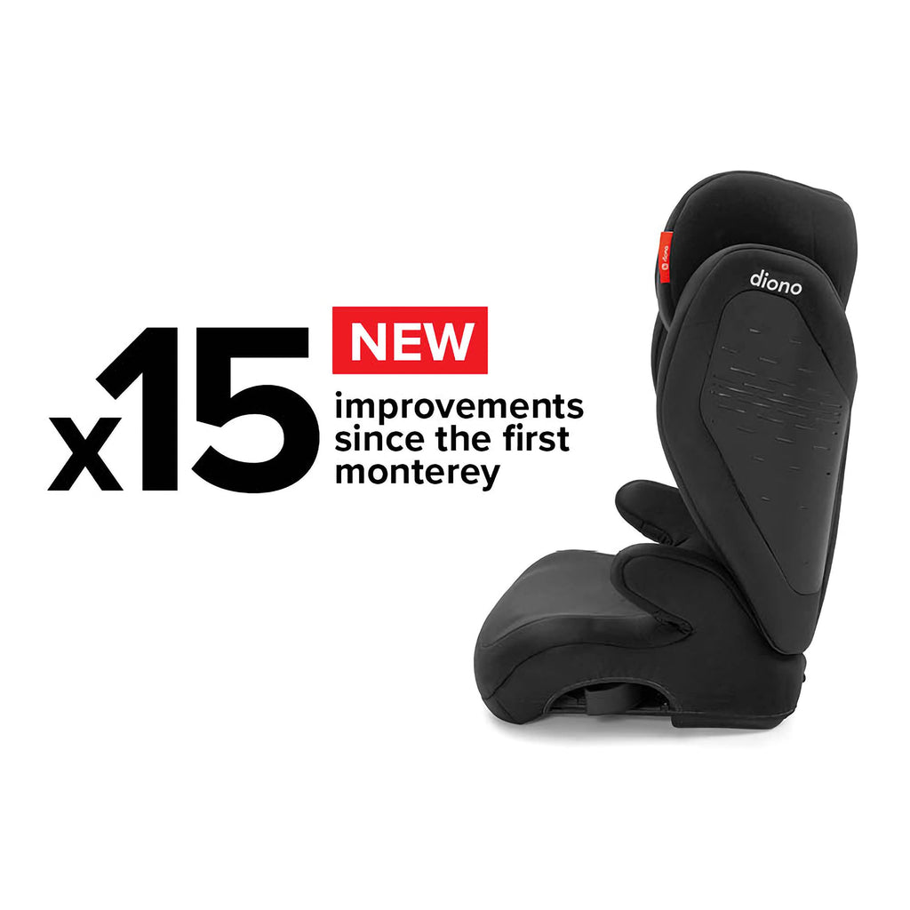 2025 Diono Monterey 4DXT Latch, Asiento Elevador 2-en-1 con Respaldo Alto, Altura y Ancho Expandibles, Protección Avanzada contra Impactos Laterales, 8 Años 1 Booster, Color Negro