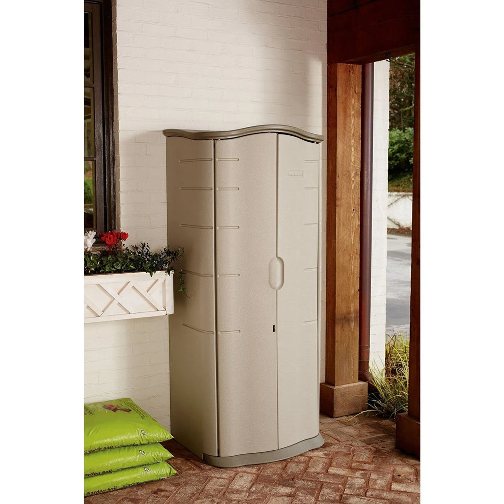 2025 Cobertizo Vertical de Almacenamiento de Resina Rubbermaid Resistente a la Intemperie