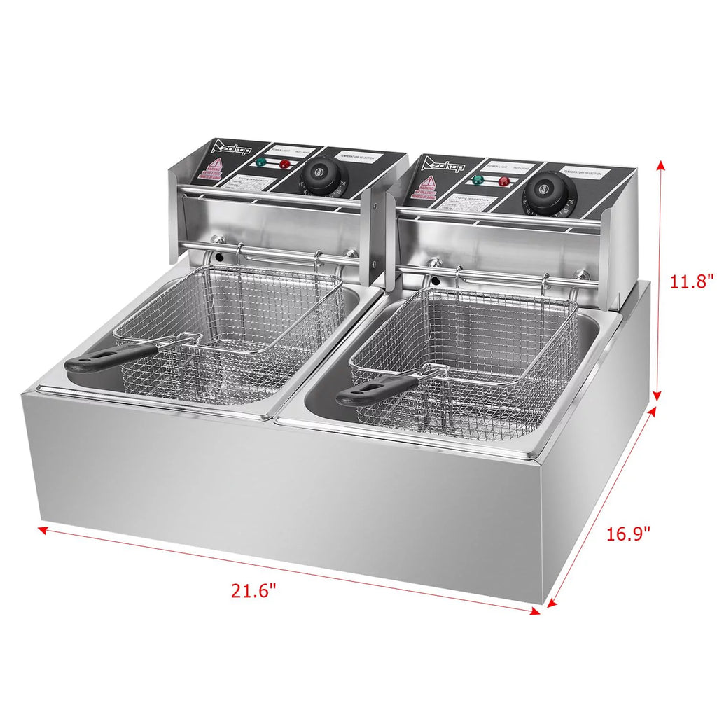 Freidora profesional de acero inoxidable SalonMore de 5000 W, capacidad de 12,7 cuartos con cesta extraíble