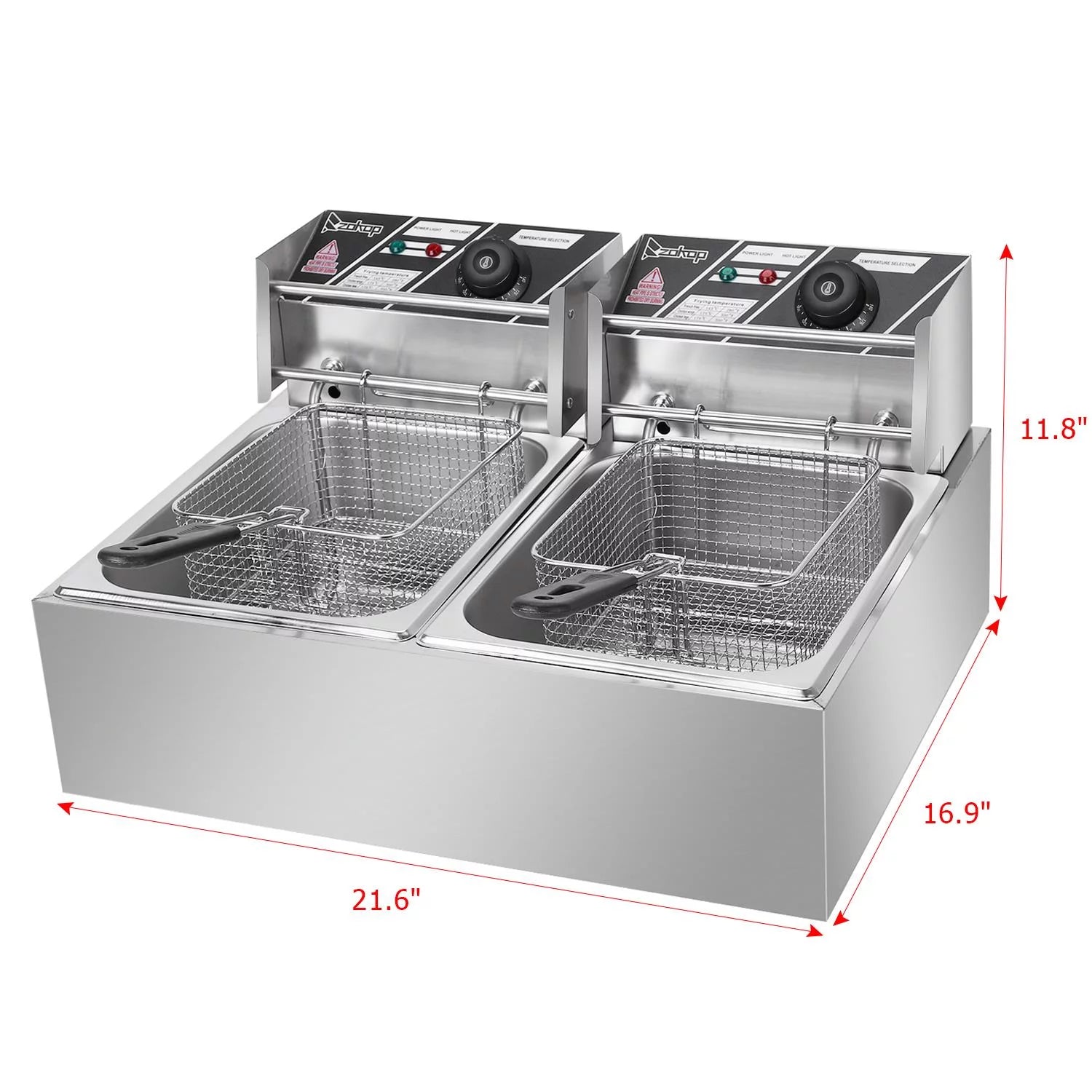 Freidora profesional de acero inoxidable SalonMore de 5000 W, capacidad de 12,7 cuartos con cesta extraíble