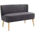 Sofá moderno de lino para 2 plazas, sofá compacto con acolchado y patas de madera, gris