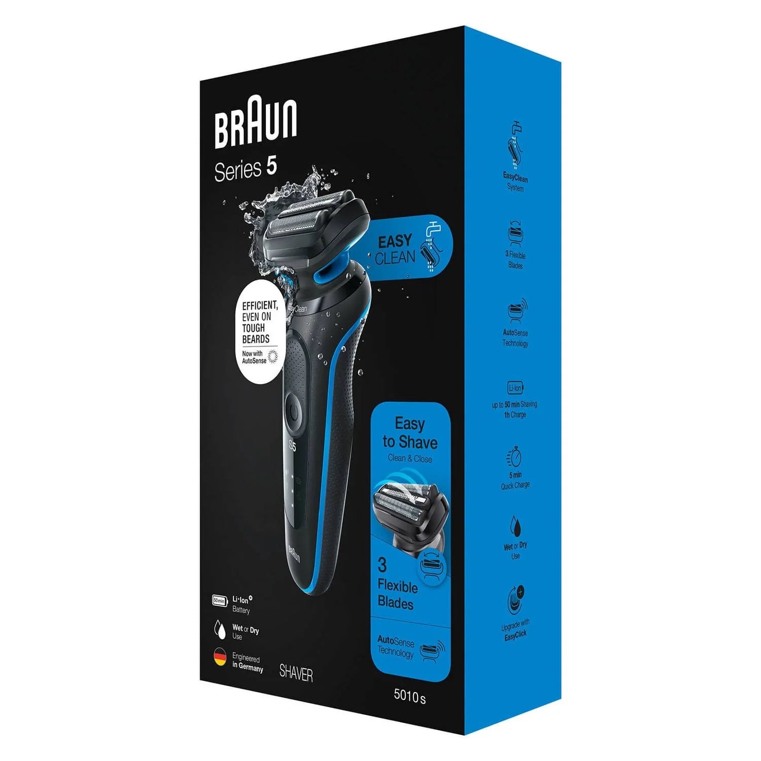 2025 Afeitadora eléctrica Braun Series 5 51-B1200s Negro-Azul