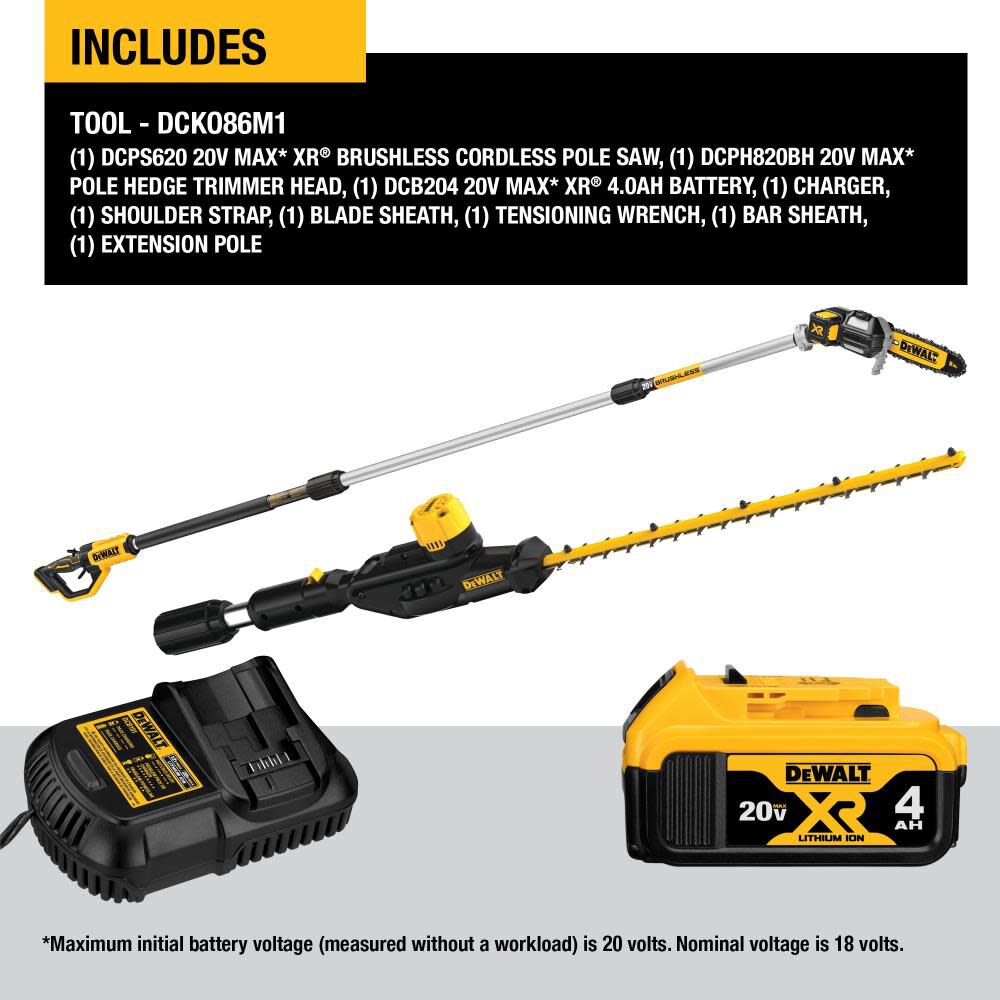 2025 DEWALT 20V MAX Cortadora de Poste y Recortadora de Setos Combo Inalámbrico de Litio-Ion DCKO86M1
