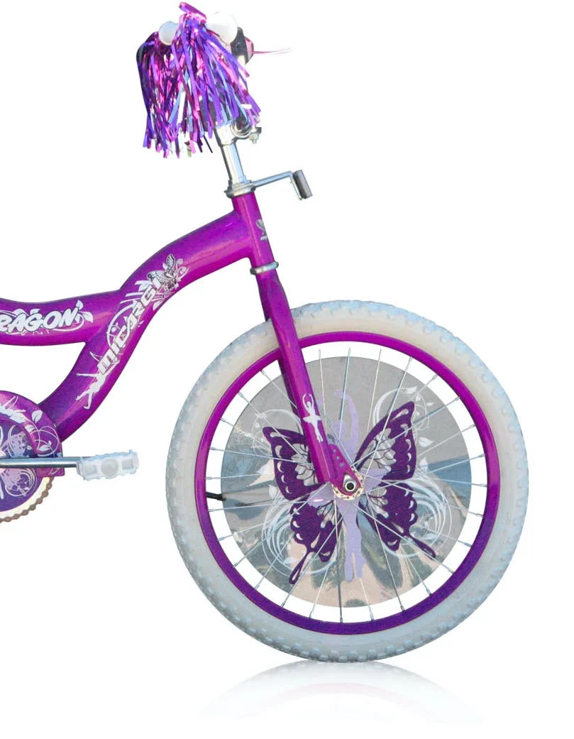 Bicicleta BMX PlayWorld de 20" con cuadro tipo S, freno de contrapedal, biela de una pieza, llantas moradas, neumáticos blancos, para niños (morada)