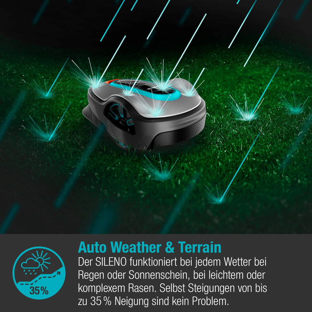 2025 Robot cortacésped Gardena SILENO minimo 350 m²: cortacésped inteligente con conectividad óptima, programable vía la aplicación Gardena Bluetooth (15208-47)