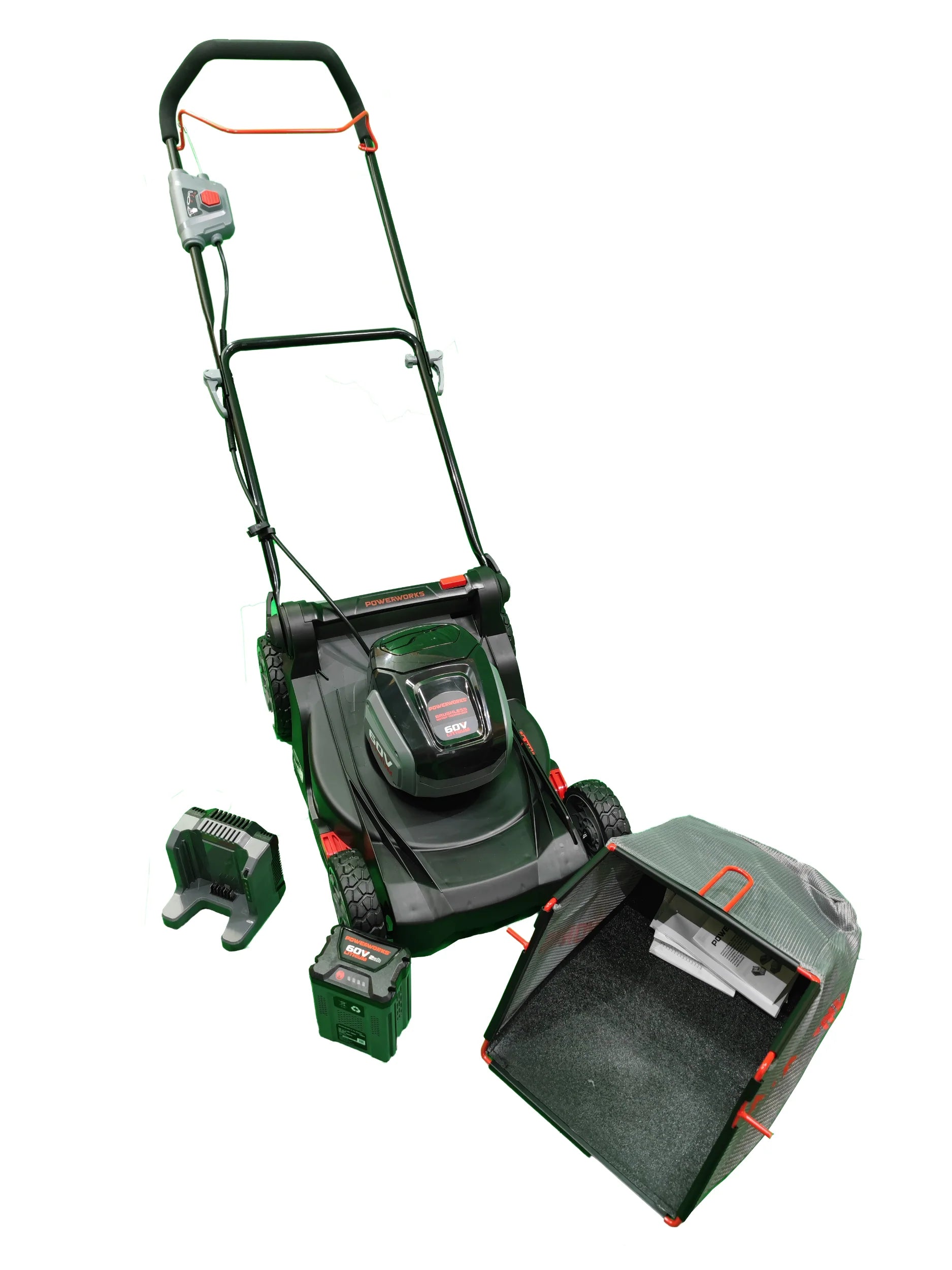2025 Cortacésped inalámbrico Powerworks PD60LM41K2 60 V, con batería 60V 2 Ah y cargador