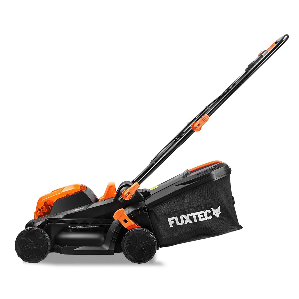 2025 Cortacésped inalámbrico FUXTEC 40V (2x20V) E1RM20 con 2 baterías Li-Ion 20V 2Ah y cargador doble – Ancho de corte 33 cm, altura de corte variable