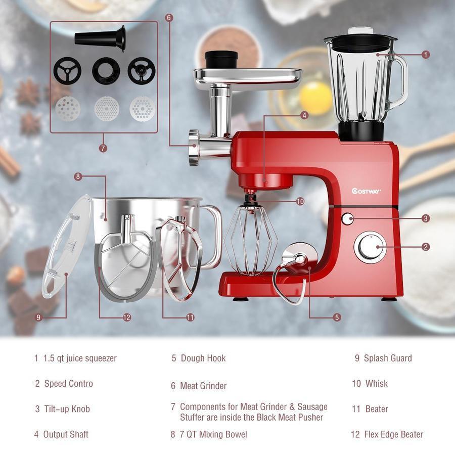 2025 Robot de Cocina Multifuncional 3 en 1 800W con Picadora de Carne, Licuadora y Embutidora