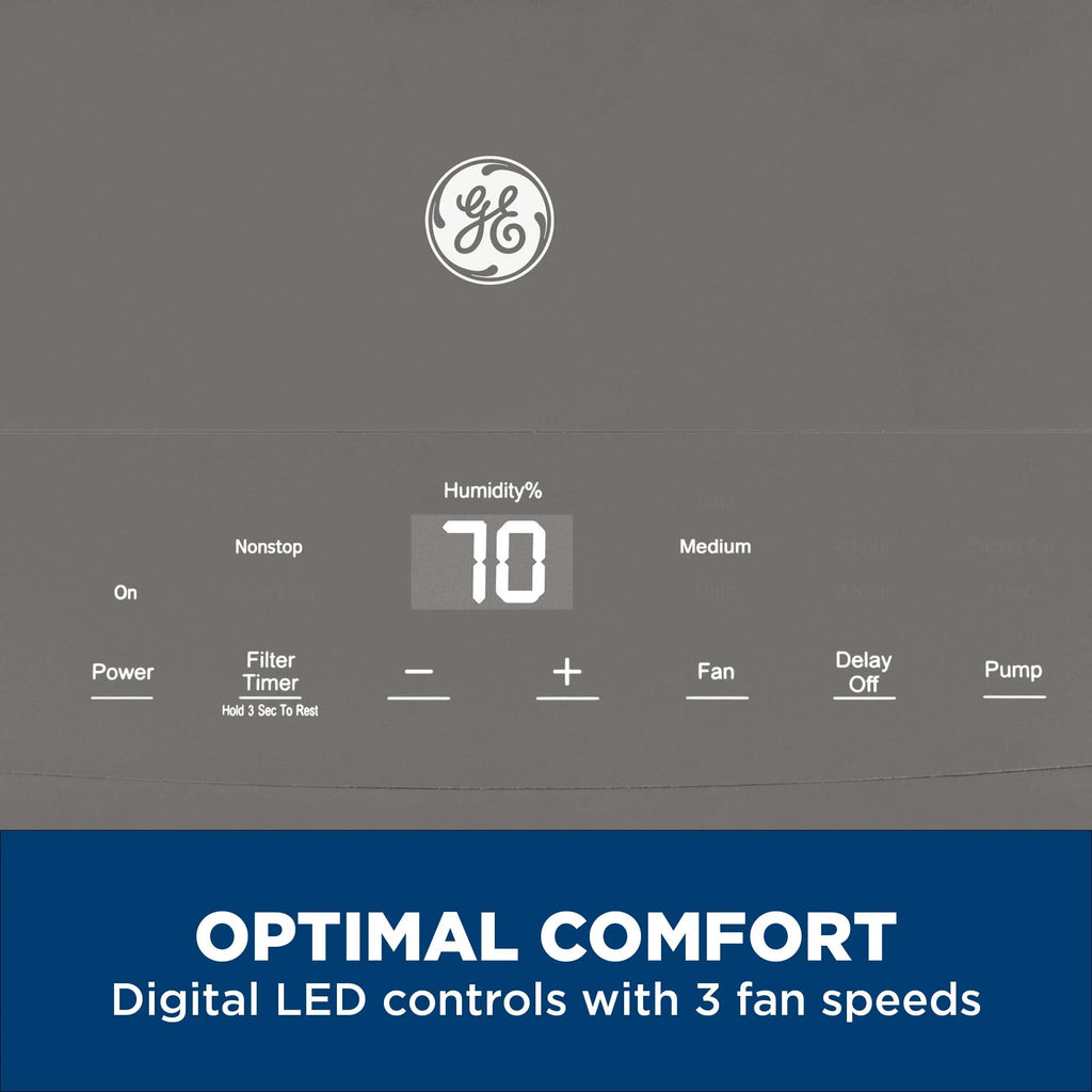 2025 GE Appliances APEW50LZ – Deshumidificador Portátil Certificado Energy Star con Bomba Integrada para Espacios Muy Húmedos