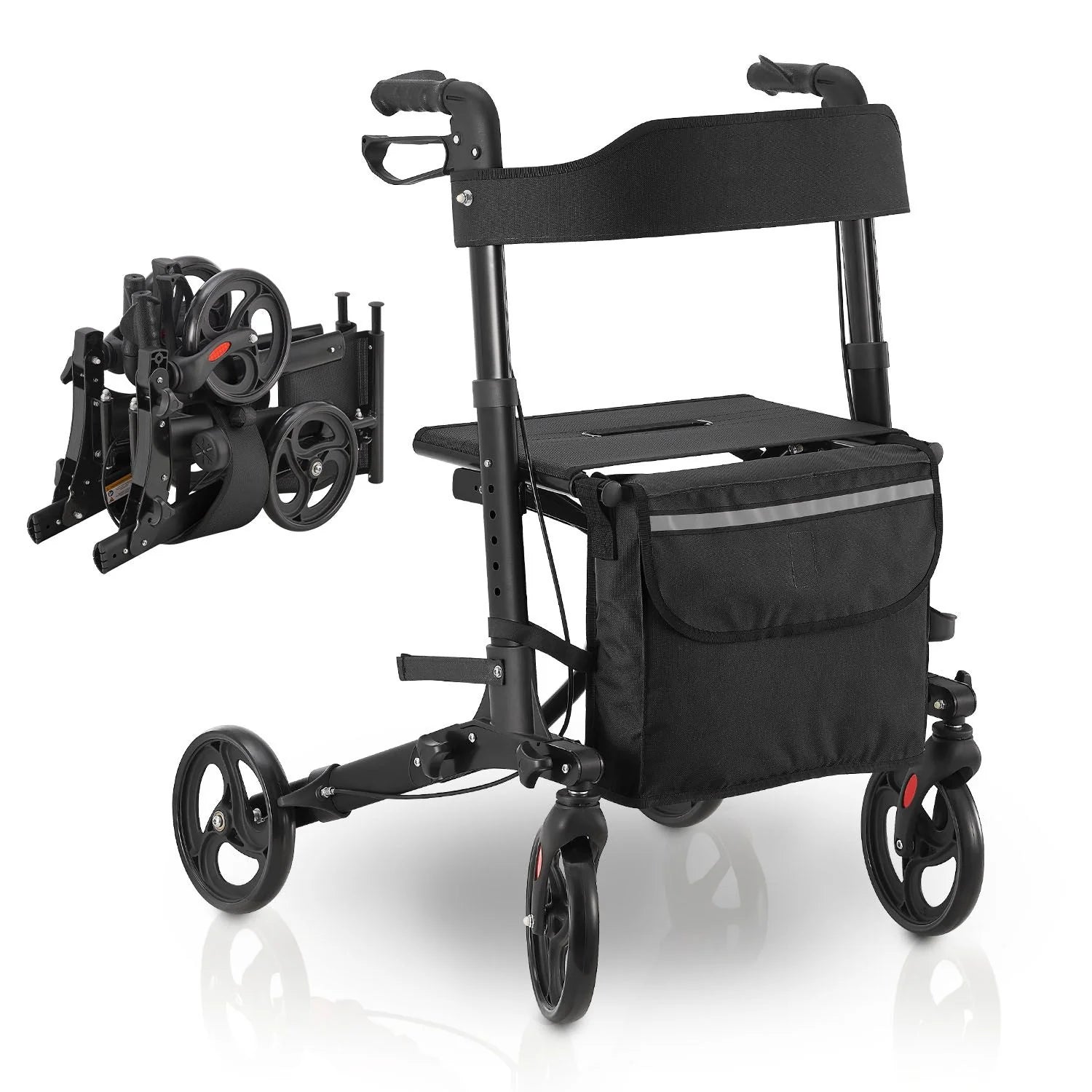 2025 Andador de aluminio Vital con asiento – Ligero, plegable y seguro