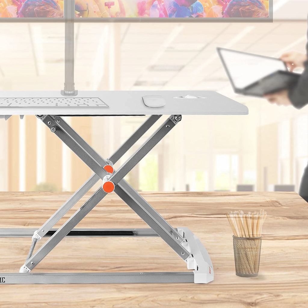 2025 Duronic Escritorio ajustable DM05D11 WE (blanco) | Estación de trabajo de escritorio con altura regulable | Superficie 74 x 43 cm | Ajuste de altura de 5 a 40 cm | Compatible con PC, ordenador o portátil | Convertidor ergonómico de escritorio