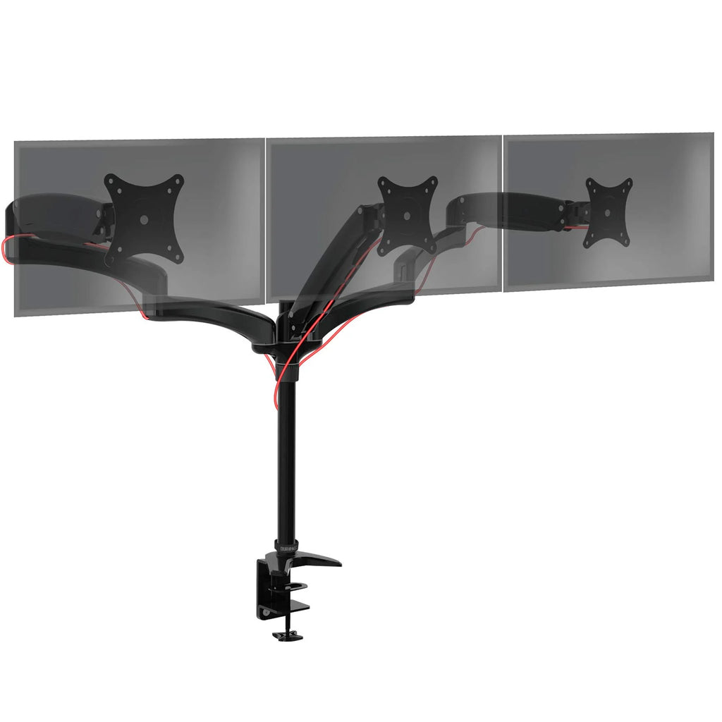 2025 Duronic Soporte para Monitor DM553 | Soporte triple para escritorio PC | NEGRO | Aluminio | Altura ajustable | Para tres pantallas LED/LCD de 15-27 pulgadas | Compatible con VESA 75/100 | Capacidad de 5 kg por pantalla