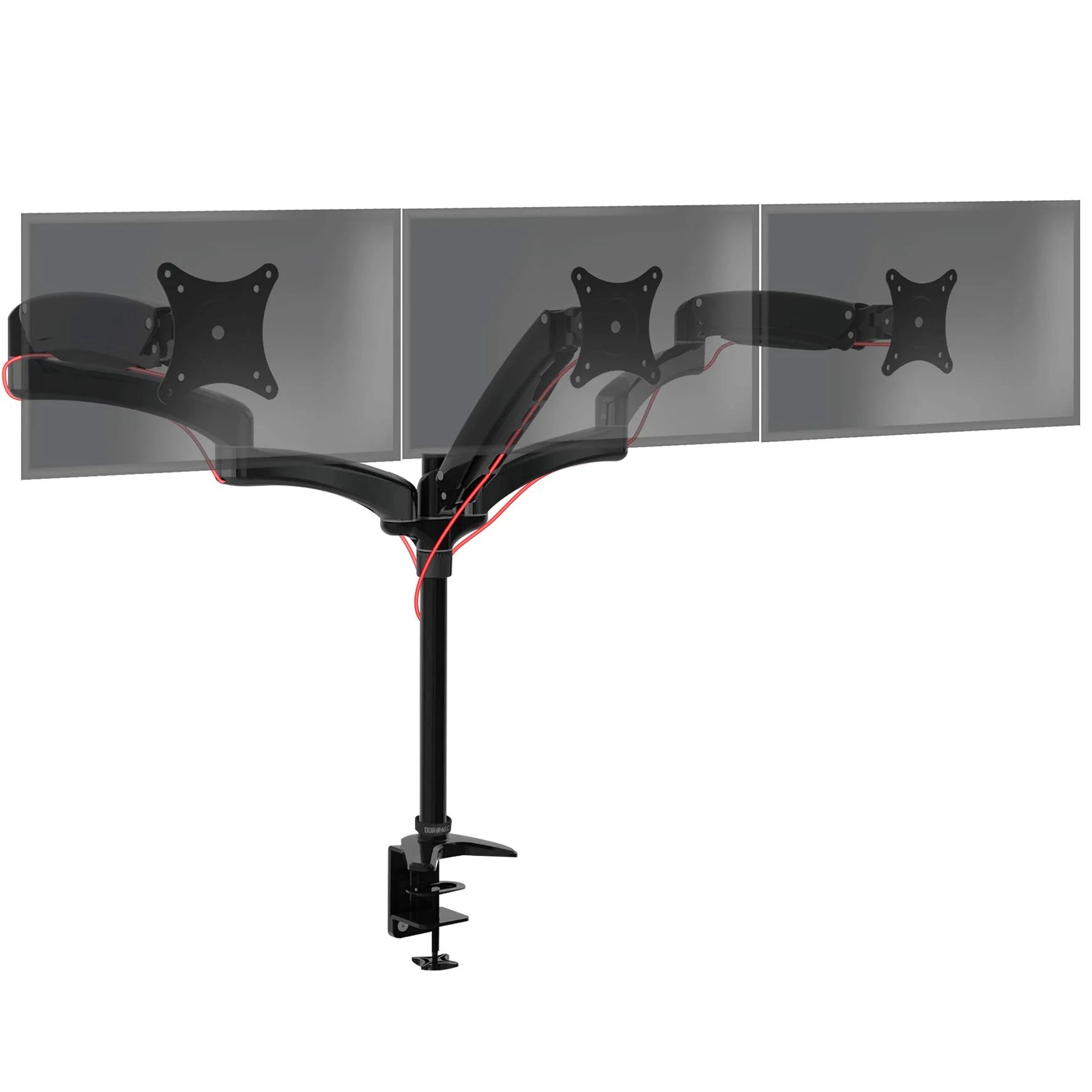 2025 Duronic Soporte para Monitor DM553 | Soporte triple para escritorio PC | NEGRO | Aluminio | Altura ajustable | Para tres pantallas LED/LCD de 15-27 pulgadas | Compatible con VESA 75/100 | Capacidad de 5 kg por pantalla