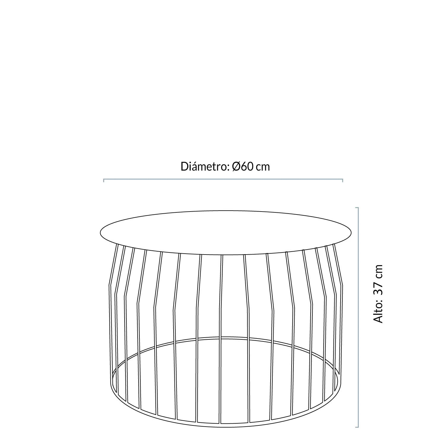 2025 Mesa de Centro Wire DIAM 60 Negro