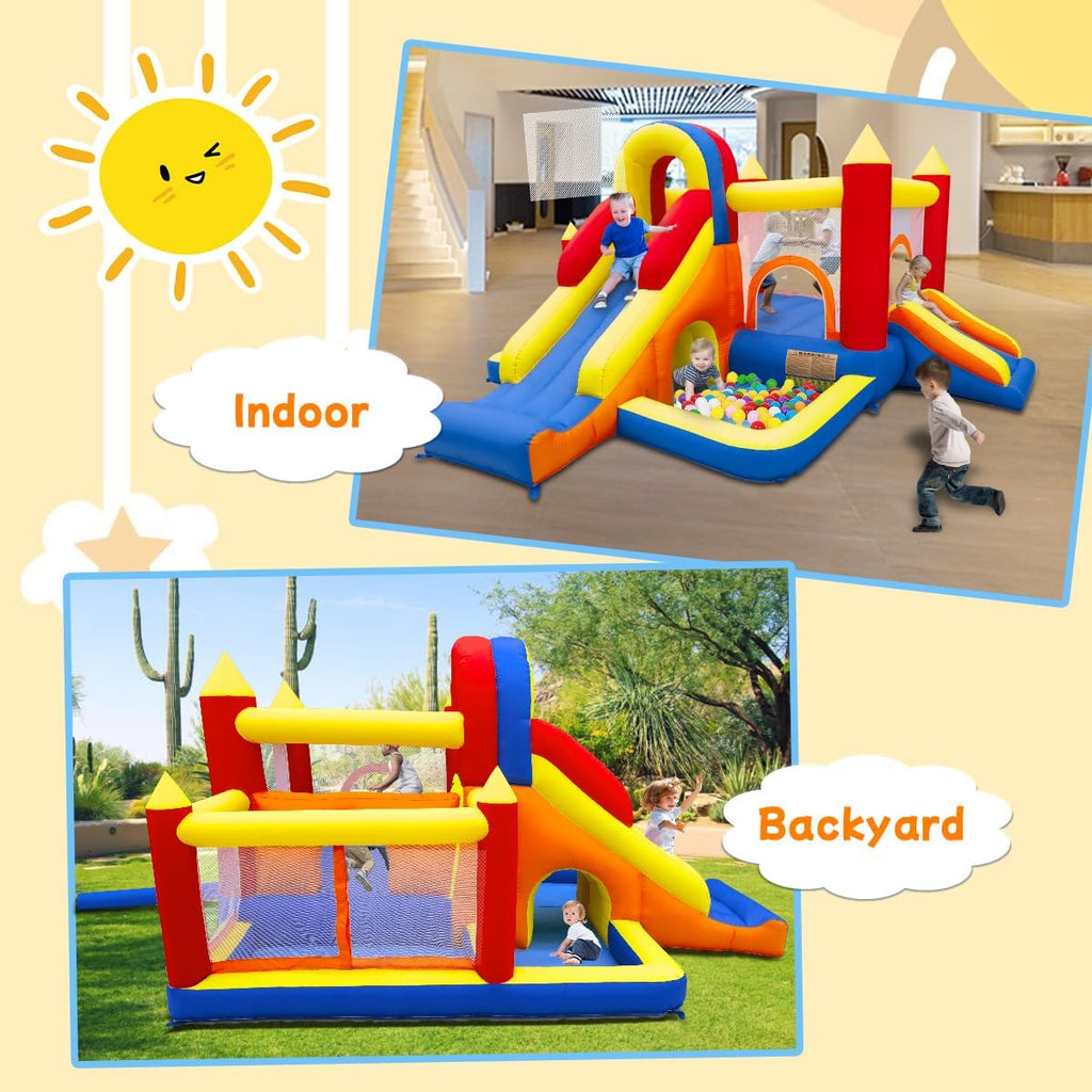 Ballsea Castillo Hinchable con Ventilador, Adecuado para niños de 3 a 10 años, para Interiores, cumpleaños Infantiles (488 x 223 x 220 cm)