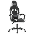 2025 Silla gaming giratoria reposapiés cuero sintético negro blanco V8635