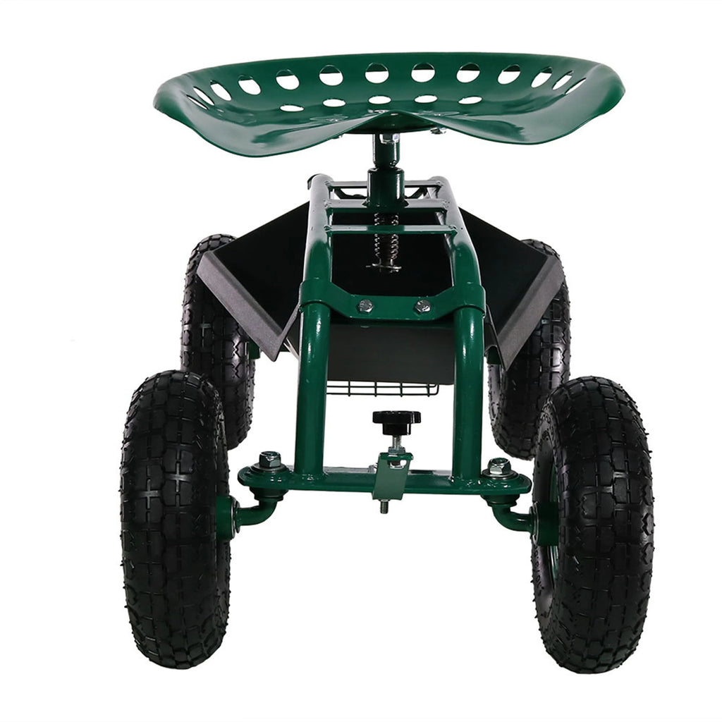 2025 Carrito de Jardín Rodante Sunnydaze con Asiento de Trabajo y Manillar de Dirección