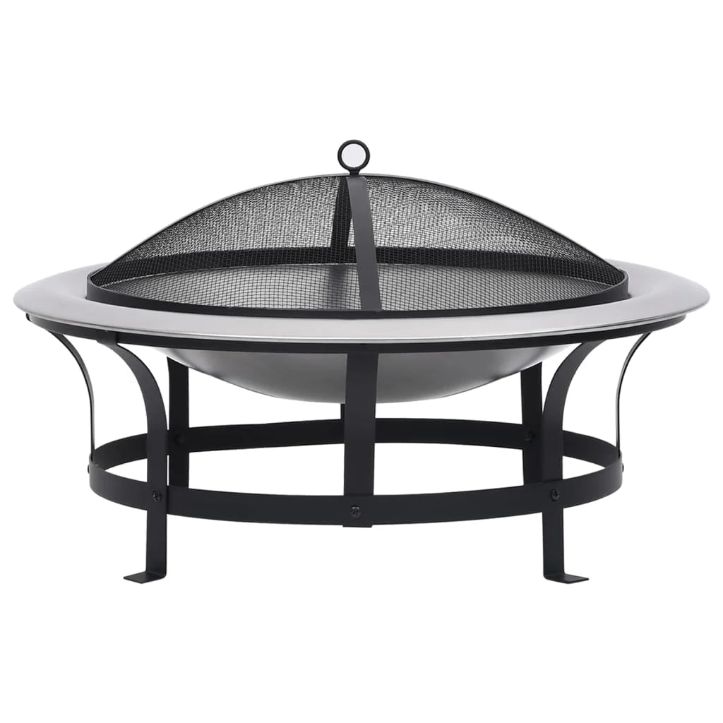 2025 Brasero con rejilla de acero inoxidable de 76 cm, fogón, atizador, pantalla contra chispas