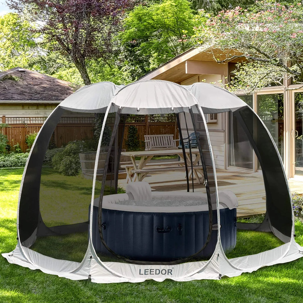 Leedor Cobertura Instantánea con Mosquitero – Pabellón exterior 10'x10' para terraza, protección solar, color gris