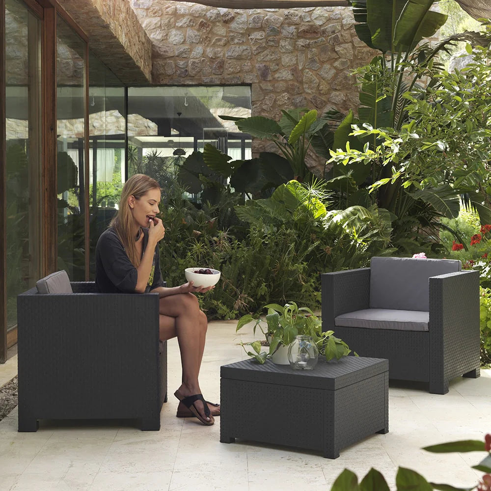 2025 Conjunto de Jardín: 2 Sillones y 1 Mesa Grafit SP Berner
